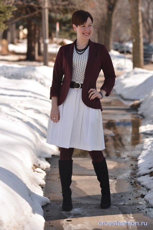 burgundy dots outfit