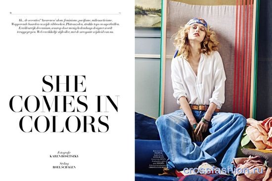 Звезды и модели в джинсовой одежде на страницах модных журналов