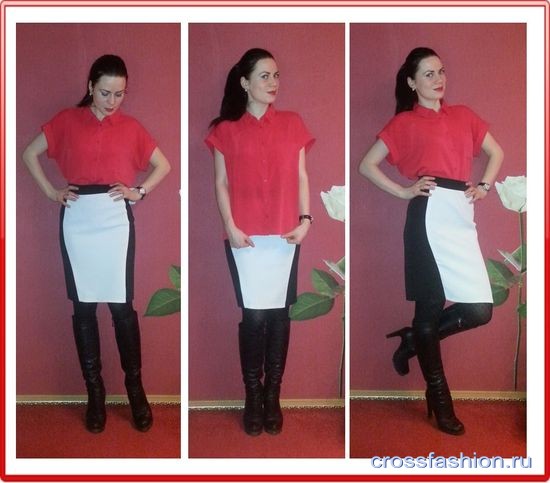 Сочетание юбки-карандаш с блузками, джемперами и свитшотами