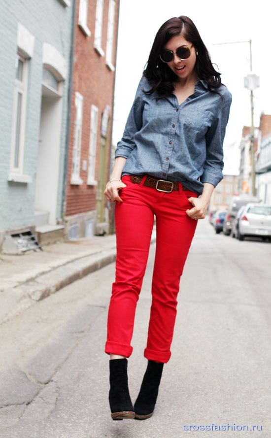 Красные джинсы: кому, когда и с чем носить? Подборка образов и советы