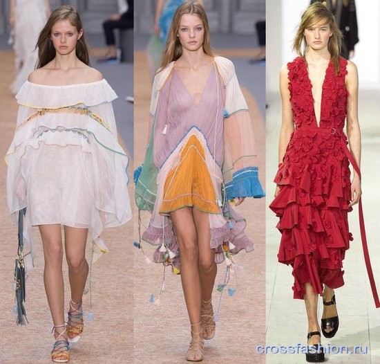Модные платья с оборками и воланами весна-лето 2016