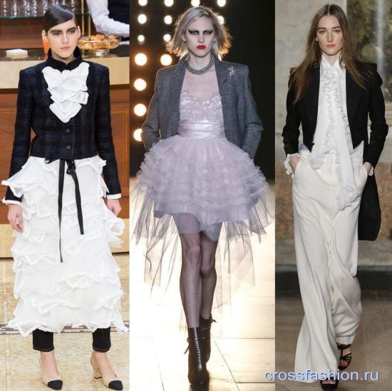 Сочетания одежды осень-зима 2015-2016: белое платье или юбка + черный жакет