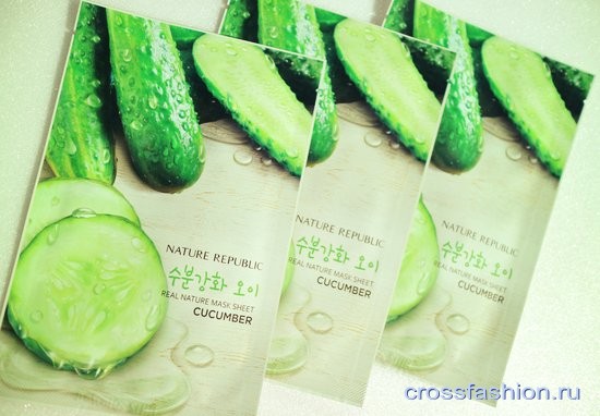 Маска на тканевой основе Real Nature Mask Sheet Cucumber с огурцом